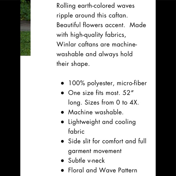 🌻NWT WINLAR EARTH WAVES COVERUP/ CAFTAN - Picture 6 of 10